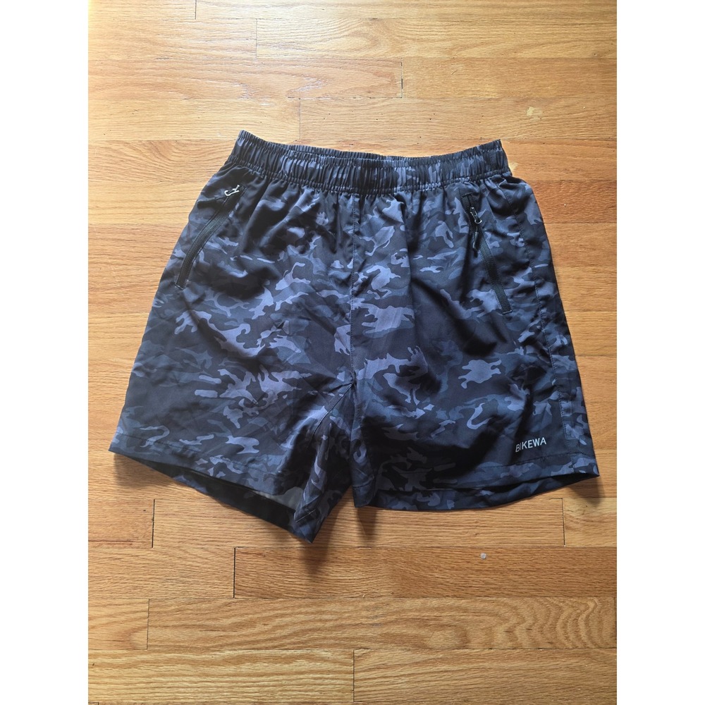 Bikewa Cycling Shorts Mens Medium Black Camo Pockets Athletic Biking lightweight